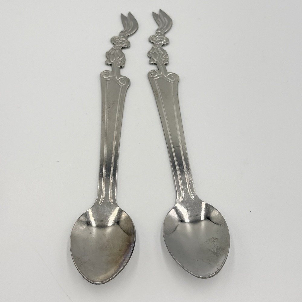 Vintage Bugs Bunny Looney Tunes Metal Spoon Set Pair‎ Character Collectibles 2pc
